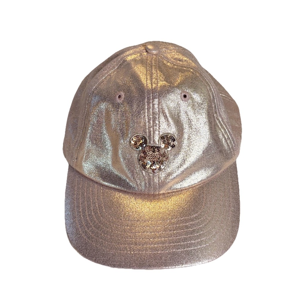 Disney Parks Mickey Rose Gold Hat Sequin Sparkle Baseball Women's Cap Bling Cute